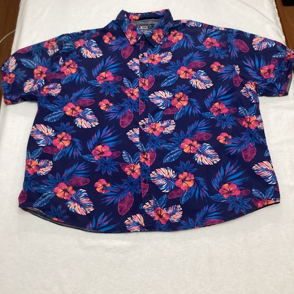 Mens Broken Threads 5XL Floral Hawaiian Print Button Up Shirt Short Sleeve - Picture 1 of 5